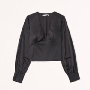 Long-Sleeve Satin Puff Sleeve Top